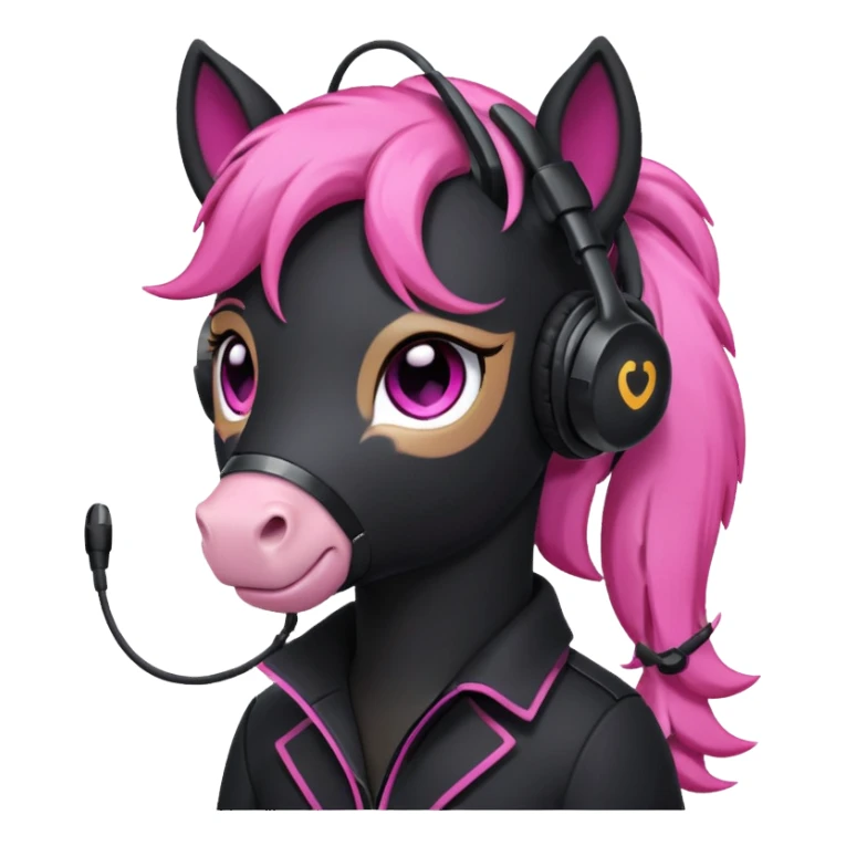 Black pony streamer with gaming head set sticker