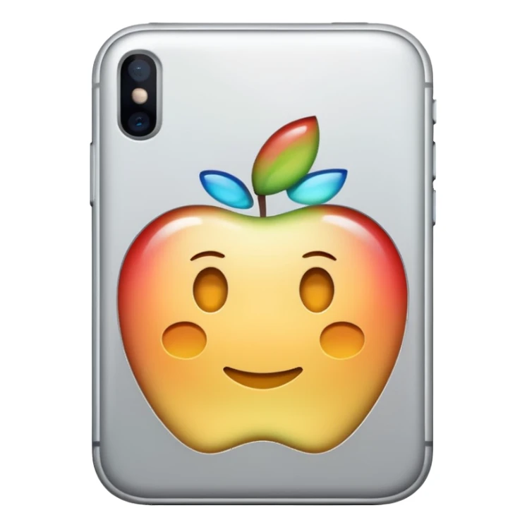 simple silver iPhone with a blank screen, apple emoji style sticker