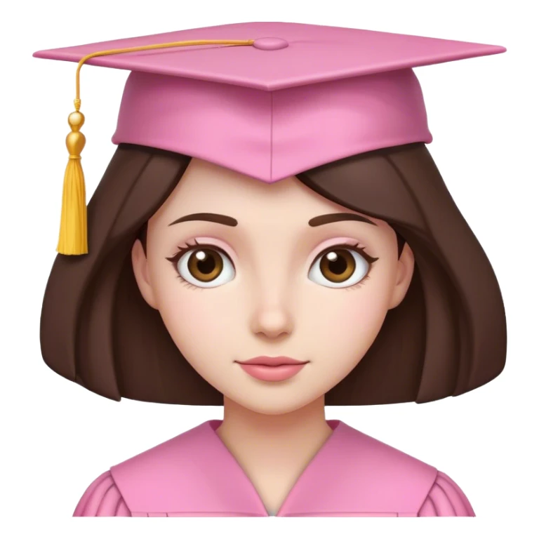 Brunette with a pink graduation cap sticker