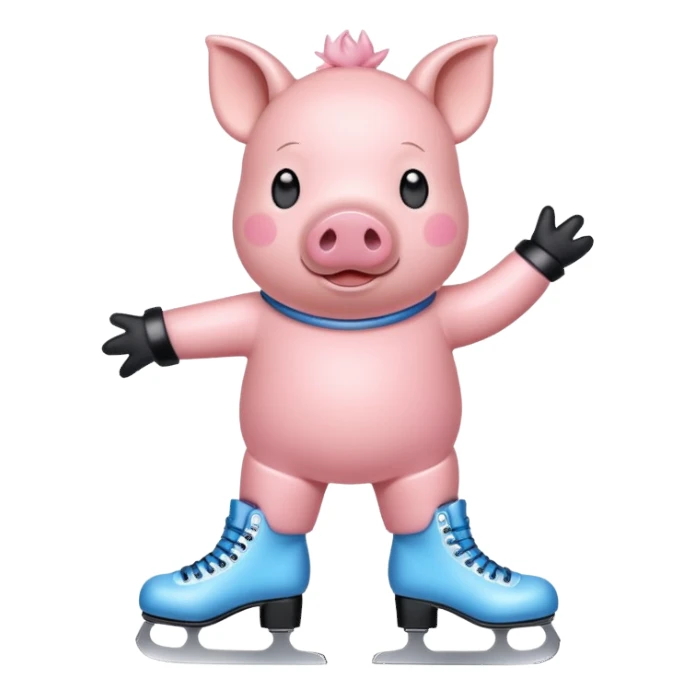 Pig with ice skates sticker