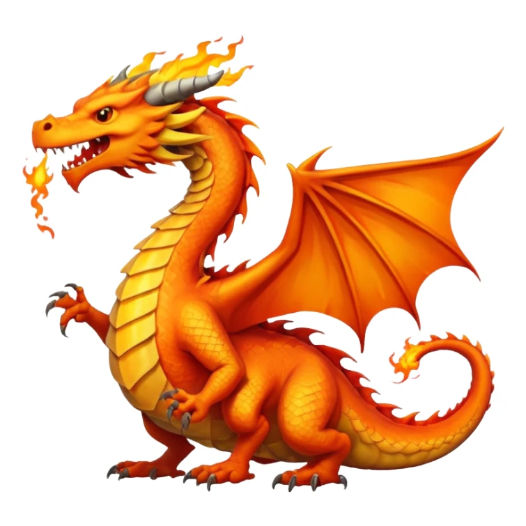 Fire dragon breathing fire, simplified google facebook artstyle sticker