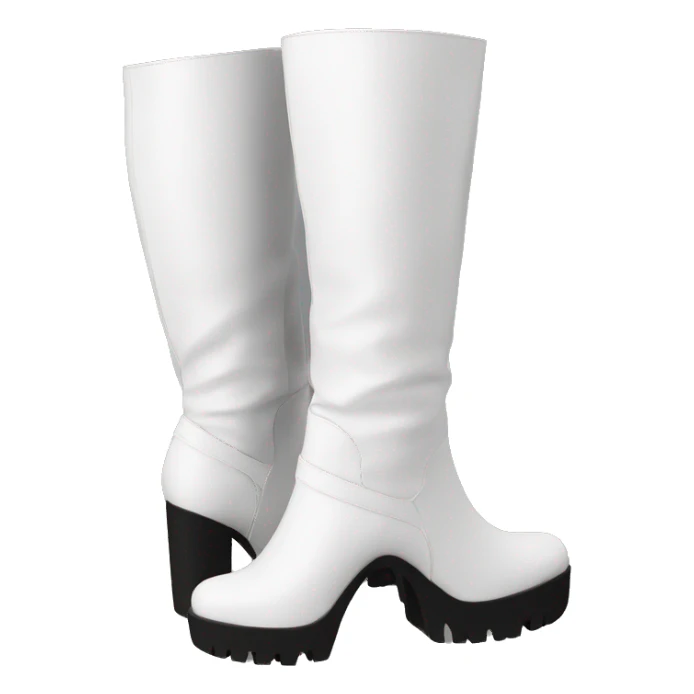 white knee high chunky heel boots sticker