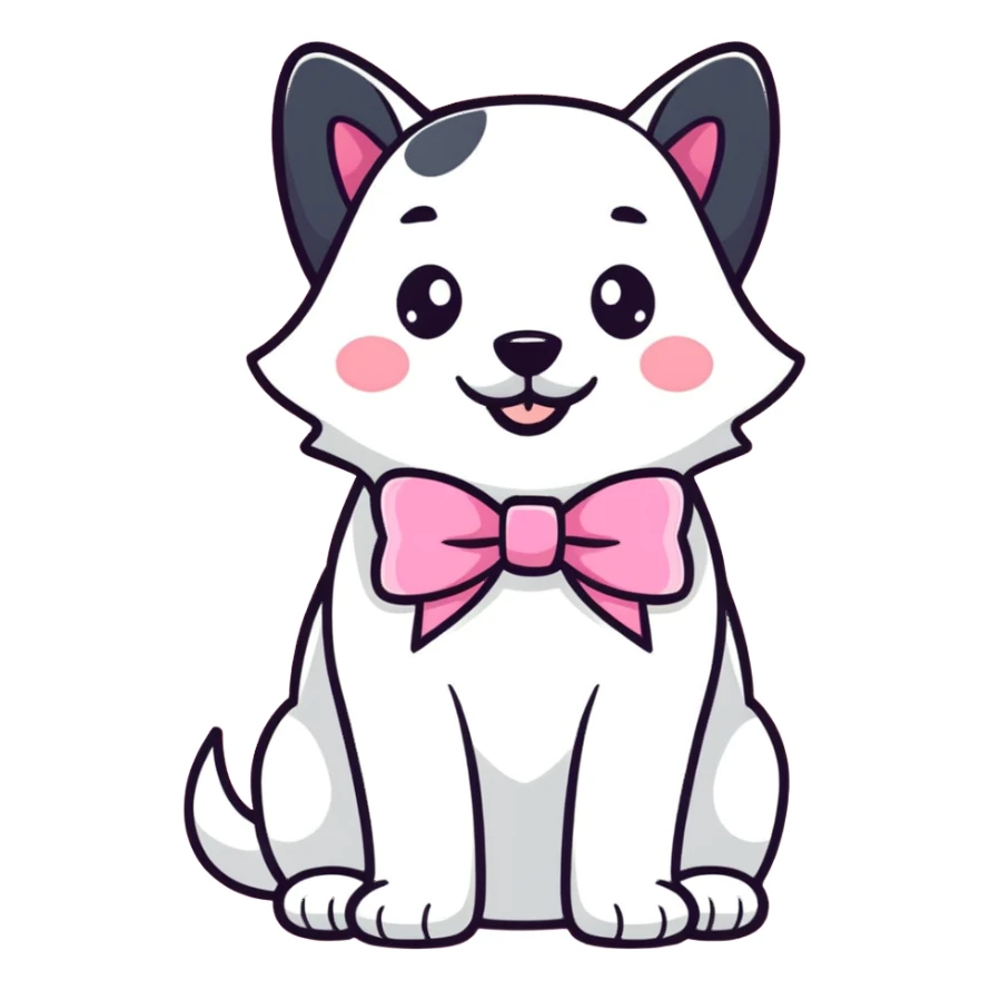 Dog wearing pink bow sticker