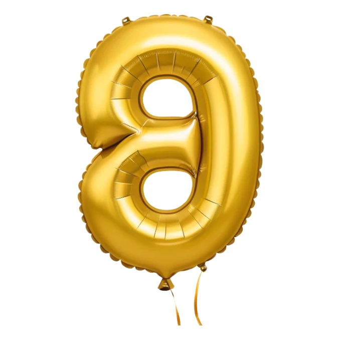 0 number in gold balloons sticker