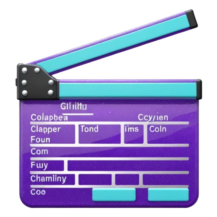 Glitter purple and cian clapperboard sticker