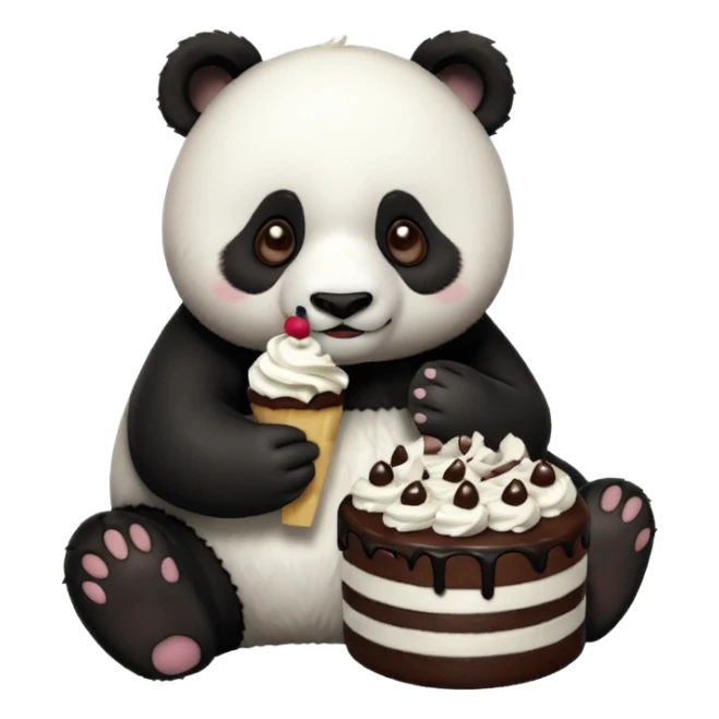 panda eating cake sticker
