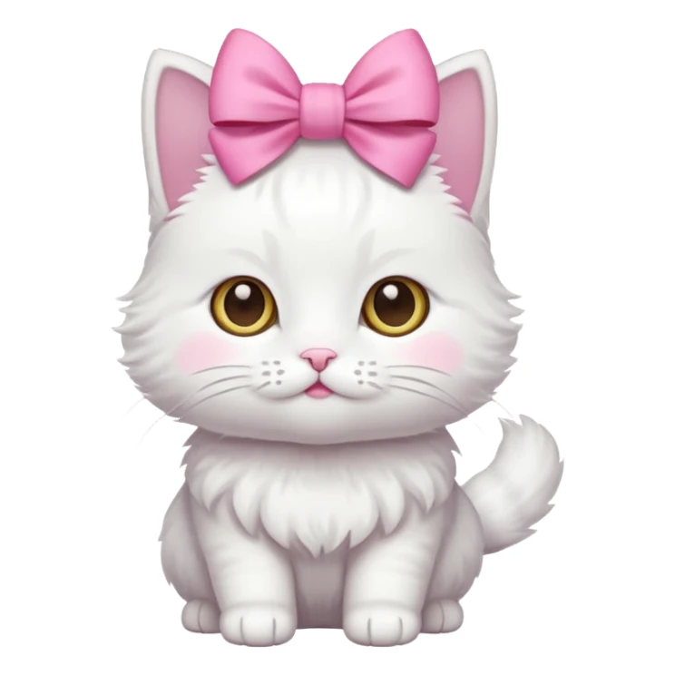 White little cat with pink bow sticker