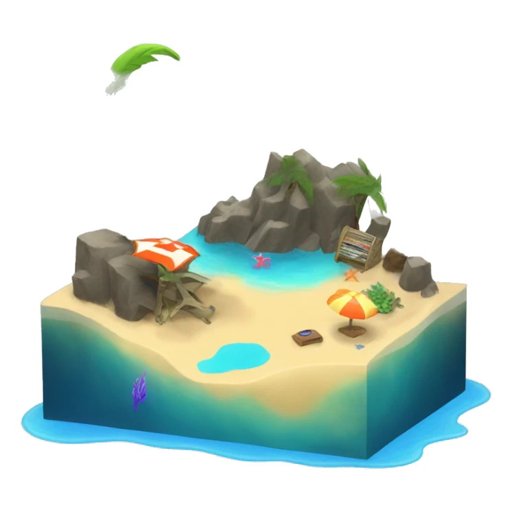 beach landscape on cube aquarium 4 fish sticker