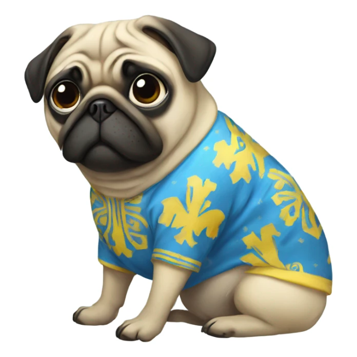 Pug wearing Ukraine Pyjama  sticker