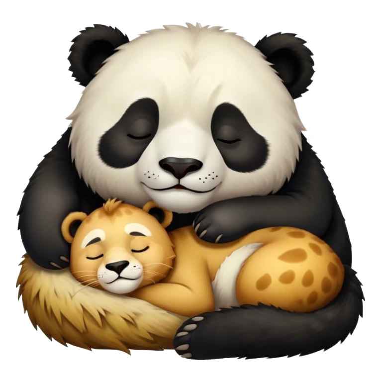 Cute panda and lion sleep sticker