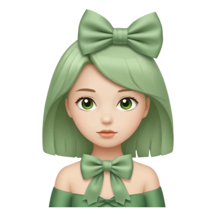 girl with sage green bow sticker