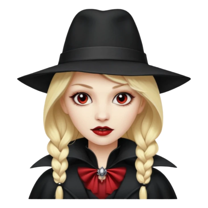 blonde vampire woman with hat sticker