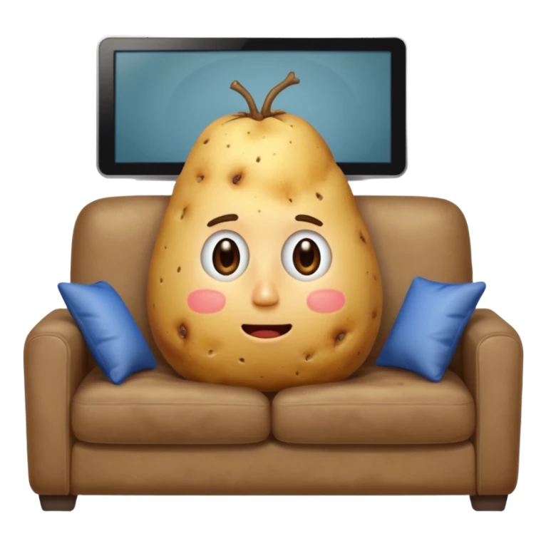A potato on a couch watching tv sticker
