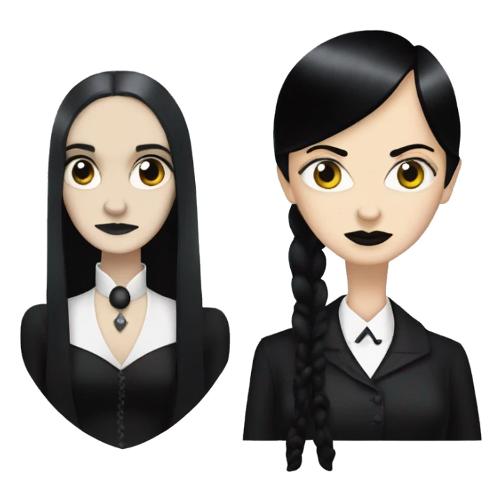 morticia and wednesday addams  sticker