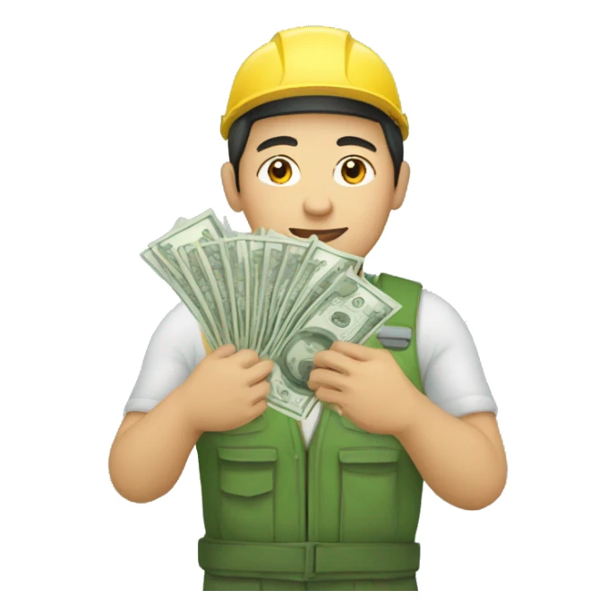 kazakh worker with money in hands sticker