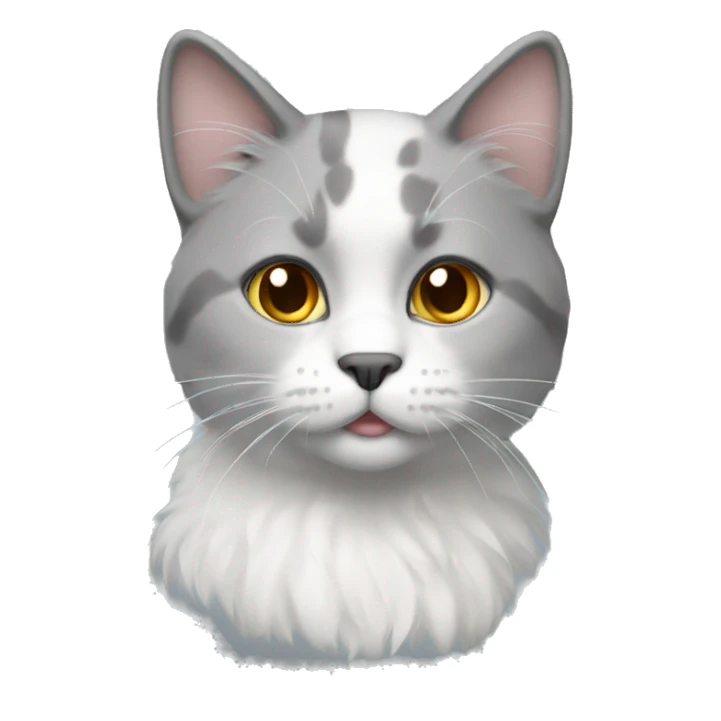 Cat with white and gray fur sticker