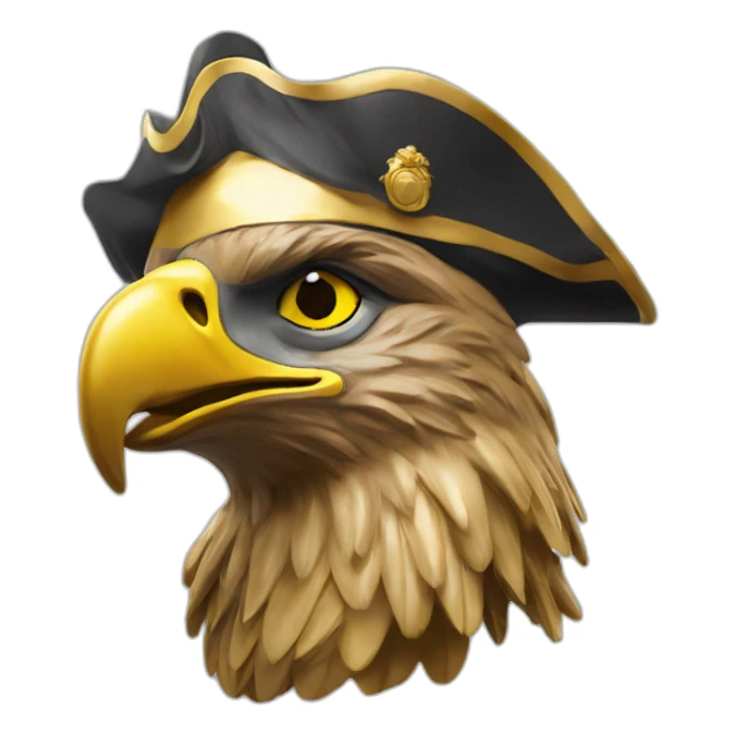 statue golden eagle with napoleon tricorne hat sticker