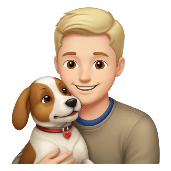 Man kisses a dog sticker