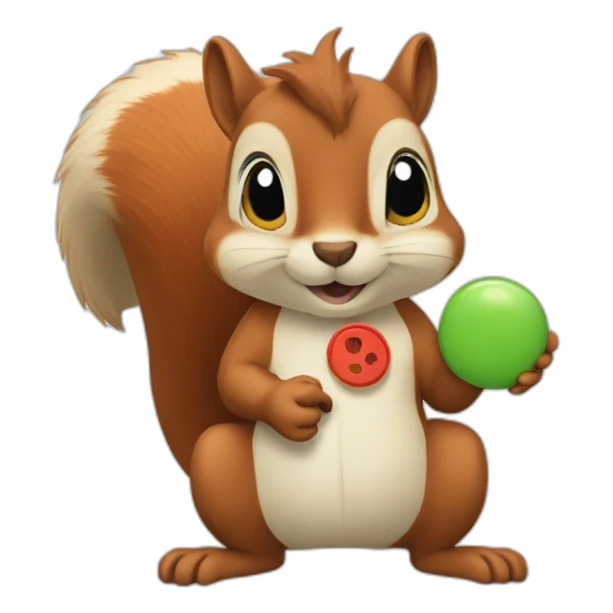 A squirrel with a leik button sticker