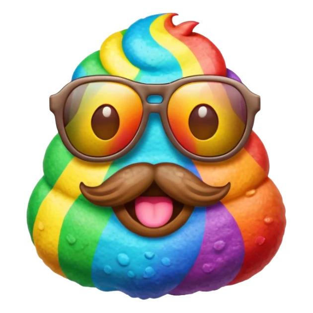 rainbow poop emoji with sunglasses sticker