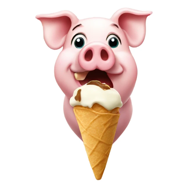 Pig eating icecream sticker