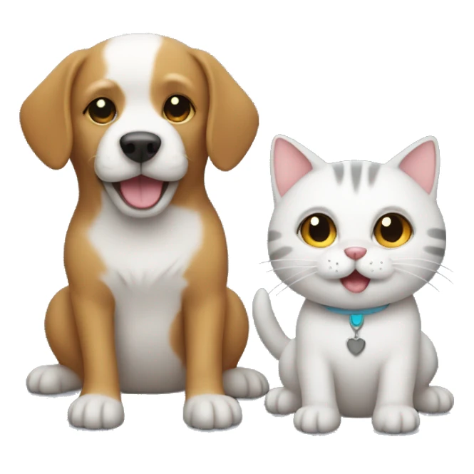 dog and cat with music sticker
