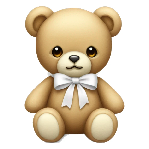 Beige teddy with a white bow sticker