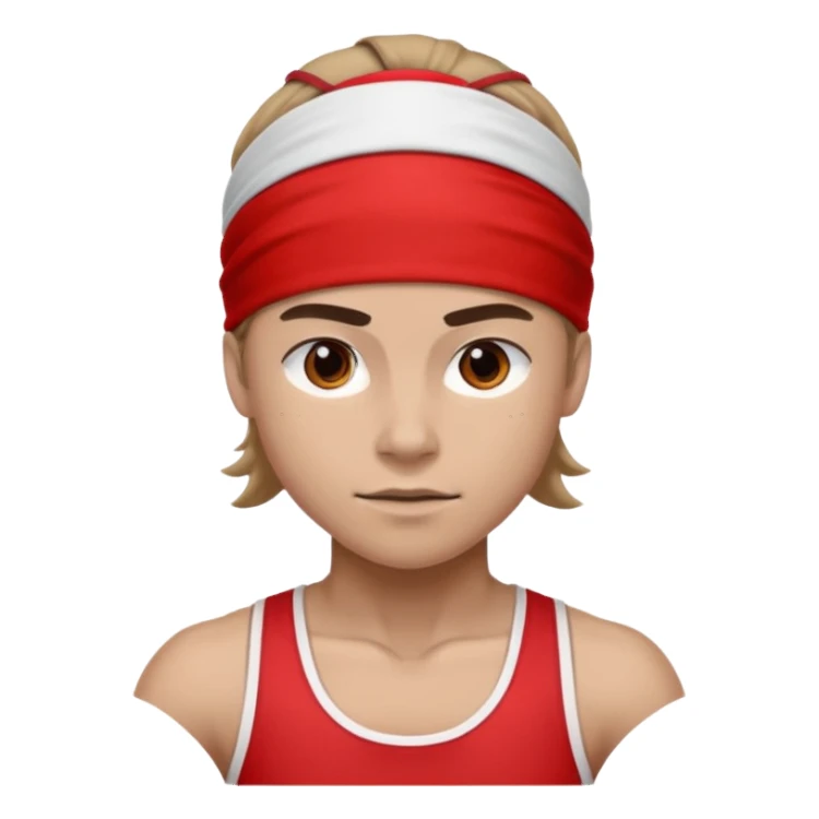 athlete with red headband sticker