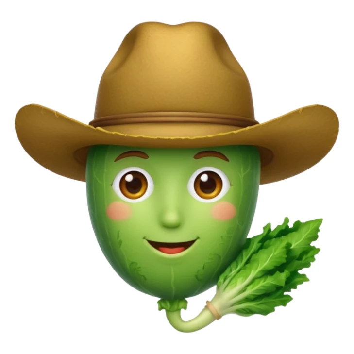 green vegetable with a top cowboy hat sticker