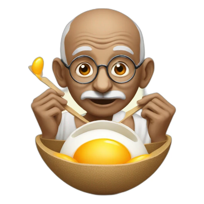 Gandhi eating a big egg sticker