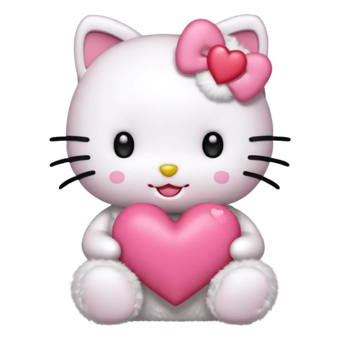 Hello Kitty holding a heart sticker