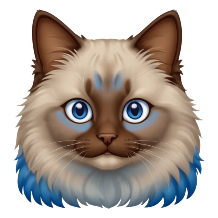 Chocolate colored ragdoll cat head sticker