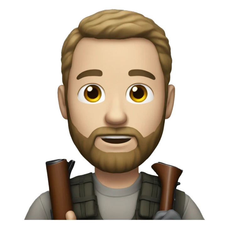 White man with beard holding shotgun  sticker