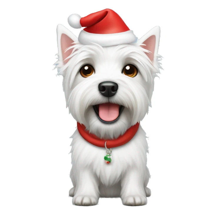 Westie dog with Santa hat sticker