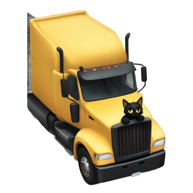 Black cat driving a semi truck  sticker