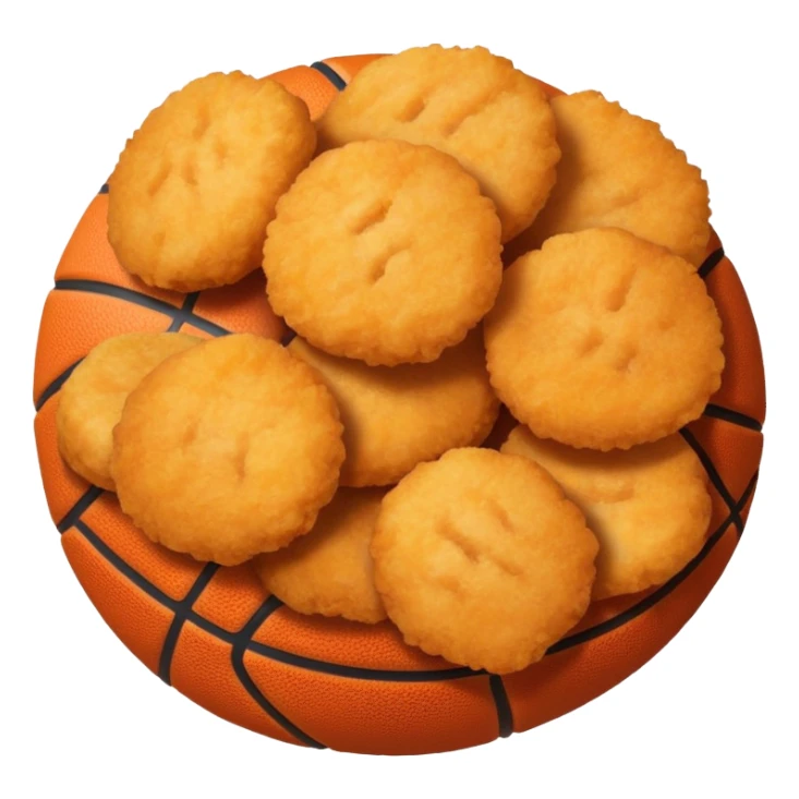 Chicken nuggets with a basketball  sticker