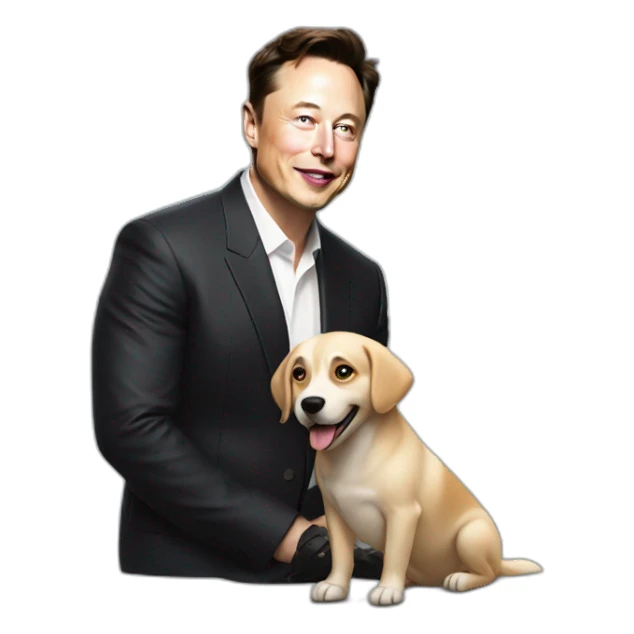 Dog with elon musk sticker