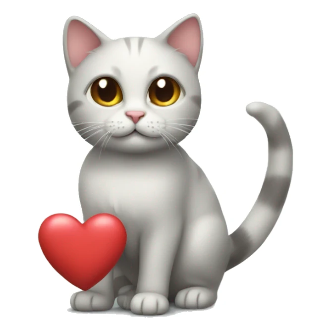 Cat with tail with heart sticker