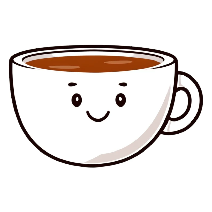 Cute tea cup with a happy face sticker