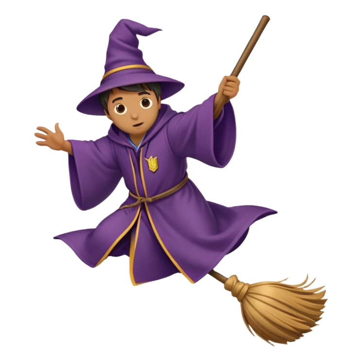 Hogwarts student in wizard robes falling off a broomstick sticker