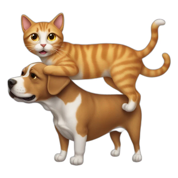 Cat ride a dog sticker