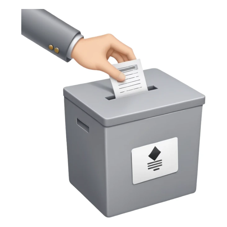 ballot box with voting paper being inserted sticker