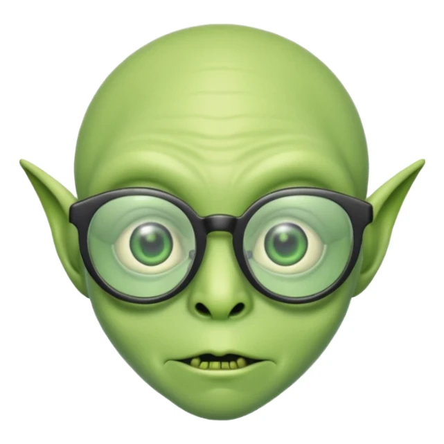 green alien with glasses sticker
