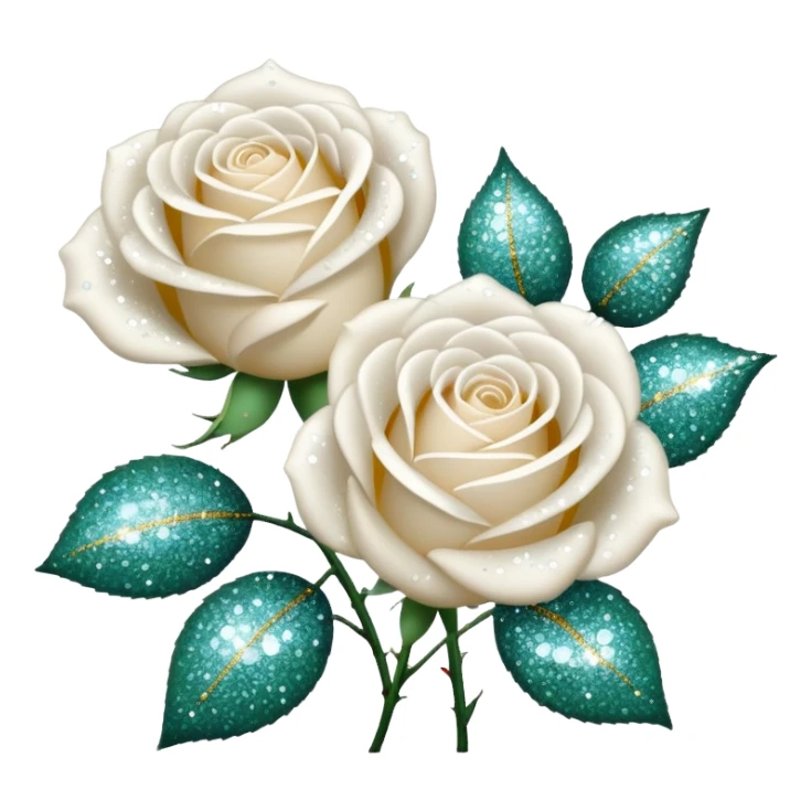 Glitter White Roses sticker