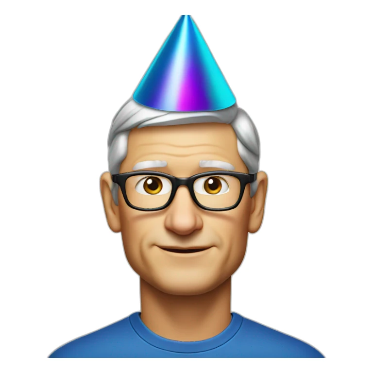 Tim Cook with party hat sticker