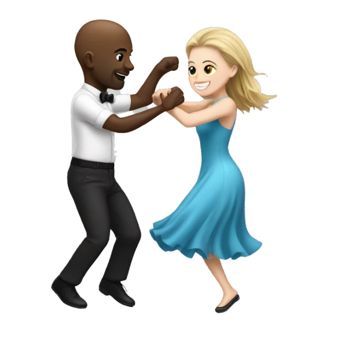 White girl dancing with bald black man  sticker
