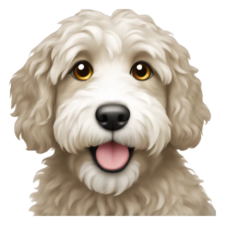 Beige and white Aussiedoodle  sticker