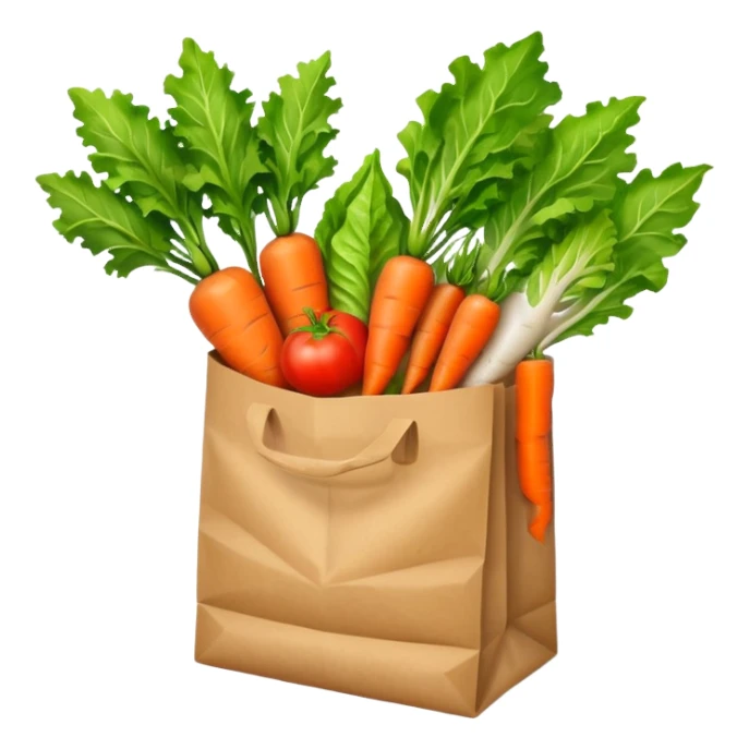 paper bag with vegetables. Transparent background sticker