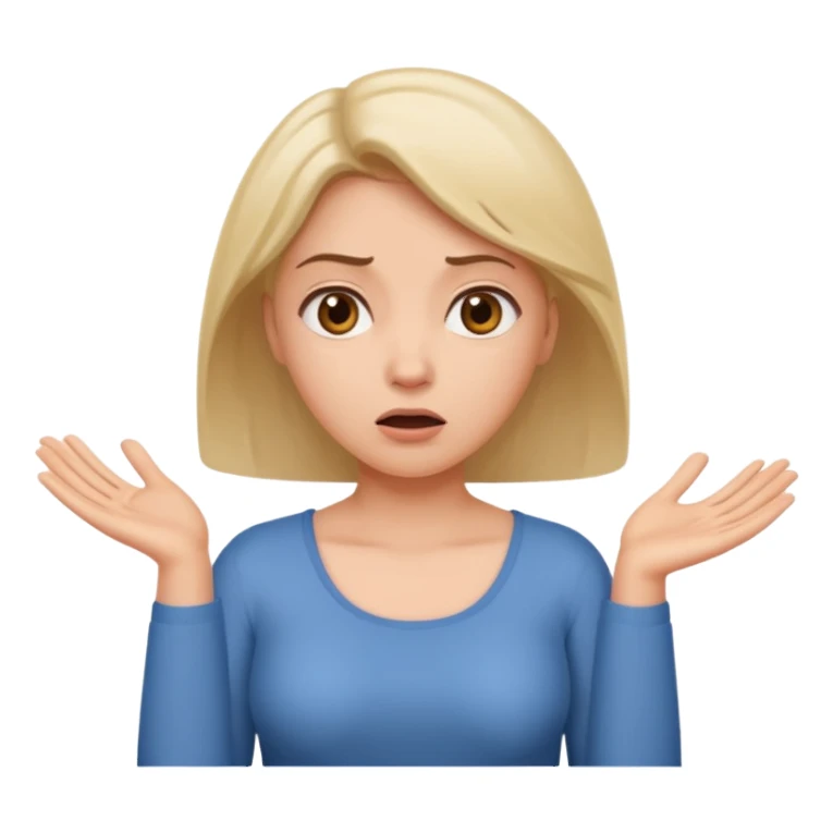 A woman shrugging her shoulders with a baffled expression sticker