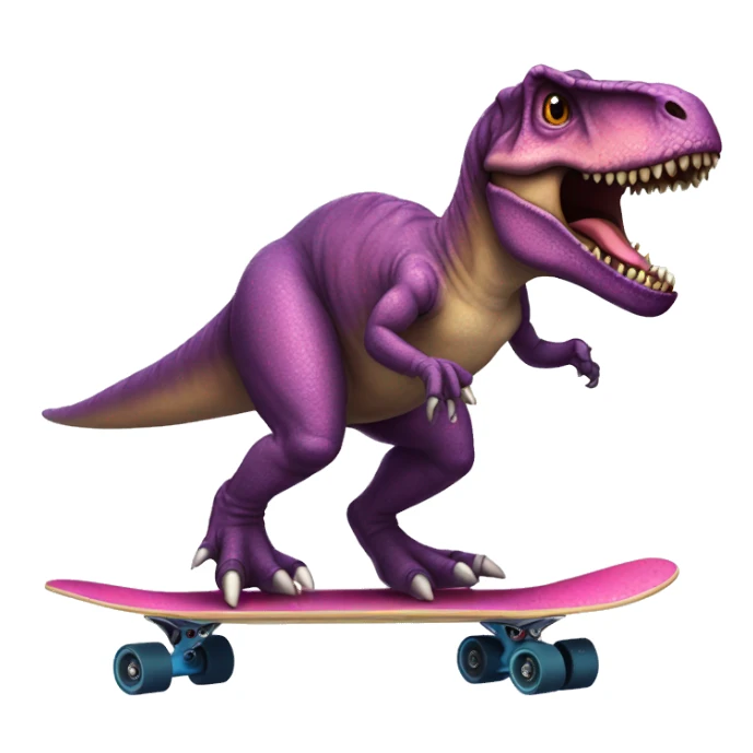 T-rex riding a skateboard while wearing a tutu sticker